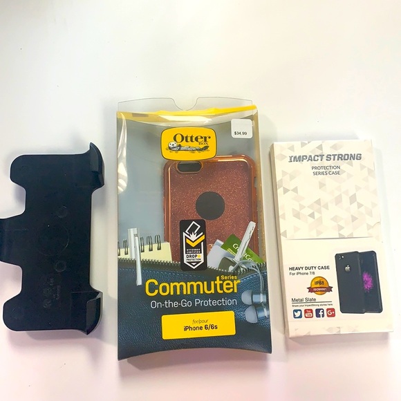 Phone combo pack. Otter clip, bling phone case plastic and impact case - Picture 1 of 7